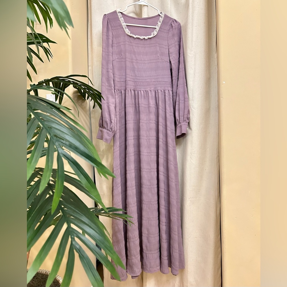 Long modest purple dress